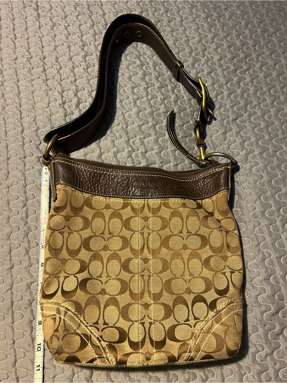 Coach Tan & Dark Brown Signature Canvas Shoulder Bag